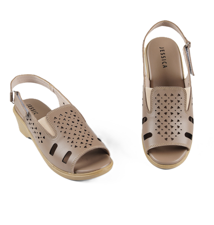 Jessica 9022 Women's Genuine Leather Sandals – Comfortable 3 cm Heel Walking Sandals