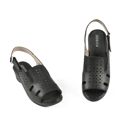 Jessica 9022 Women's Genuine Leather Sandals – Comfortable 3 cm Heel Walking Sandals