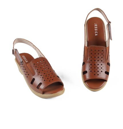 Jessica 9022 Women's Genuine Leather Sandals – Comfortable 3 cm Heel Walking Sandals