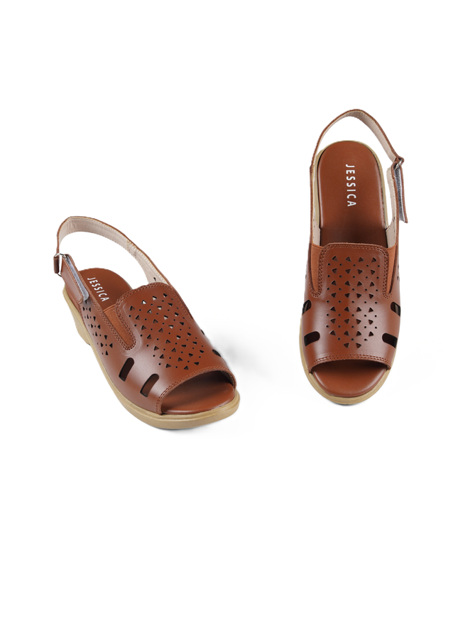 9022 Women's Genuine Leather Sandals – Comfortable 3 cm Heel Walking Sandals