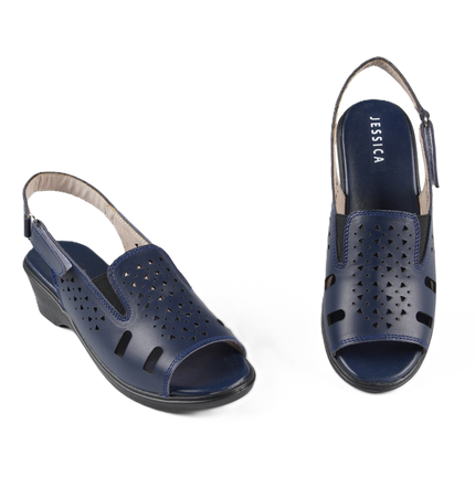 Jessica 9022 Women's Genuine Leather Sandals – Comfortable 3 cm Heel Walking Sandals