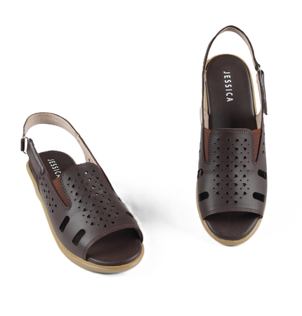 Jessica 9022 Women's Genuine Leather Sandals – Comfortable 3 cm Heel Walking Sandals