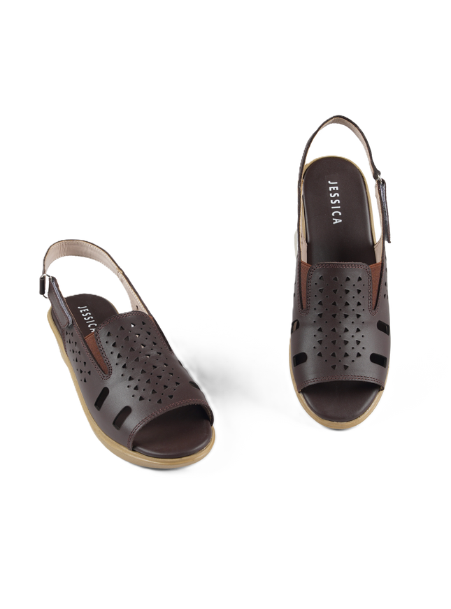 9022 Women's Genuine Leather Sandals – Comfortable 3 cm Heel Walking Sandals