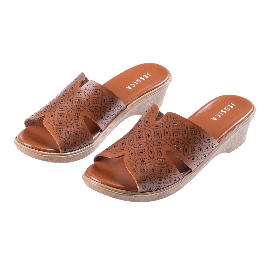 9070 Women Genuine Leather Sabot – Comfortable 3cm Heel Daily Shoes