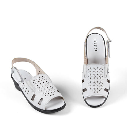 Jessica 9022 Women's Genuine Leather Sandals – Comfortable 3 cm Heel Walking Sandals