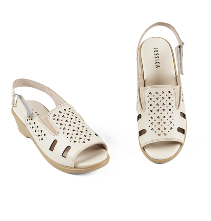 Jessica 9022 Women's Genuine Leather Sandals – Comfortable 3 cm Heel Walking Sandals