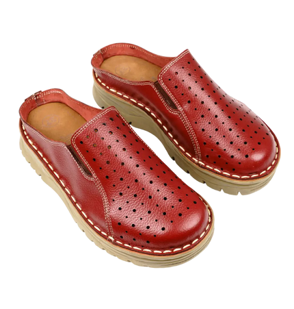 244 Women Genuine Leather Medical Clogs – Comfortable Orthopedic Walking Shoes