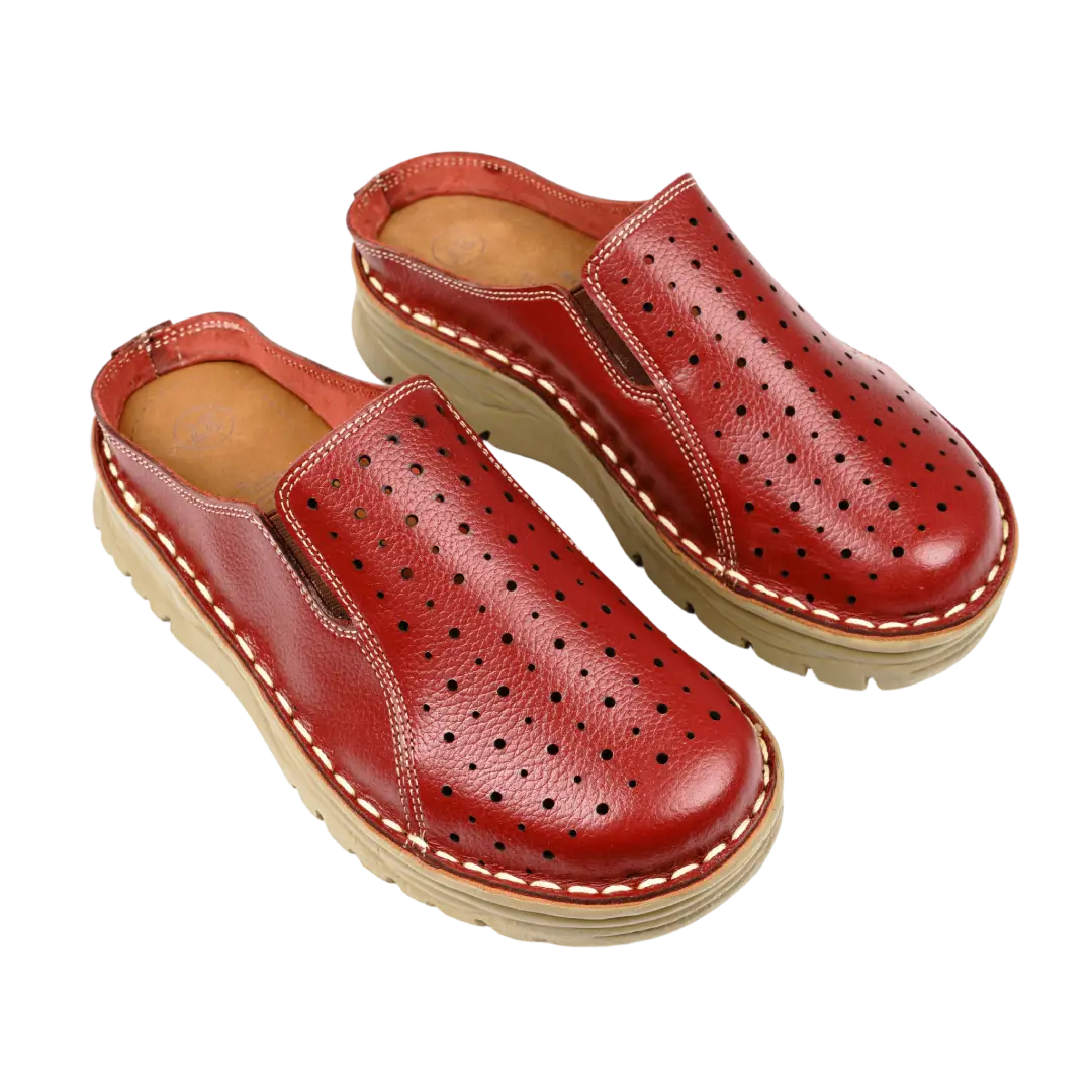 244 Women Genuine Leather Medical Clogs – Comfortable Orthopedic Walking Shoes