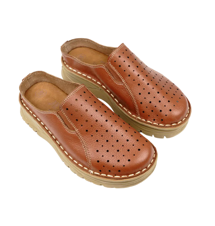 244 Women Genuine Leather Medical Clogs – Comfortable Orthopedic Walking Shoes