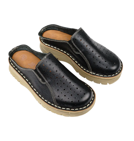 244 Women Genuine Leather Medical Clogs – Comfortable Orthopedic Walking Shoes