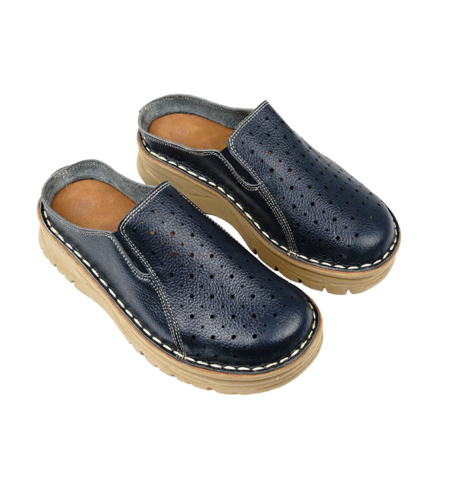 سابو حريمي جلد طبيعي مريح للمشي موديل 244 – شوز طبي بمقاسات واسعة 