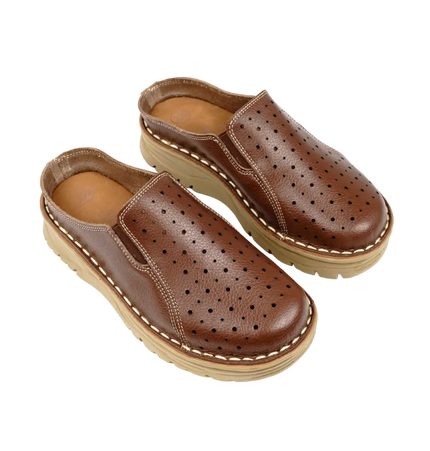 244 Women Genuine Leather Medical Clogs – Comfortable Orthopedic Walking Shoes