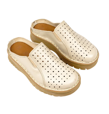 244 Women Genuine Leather Medical Clogs – Comfortable Orthopedic Walking Shoes