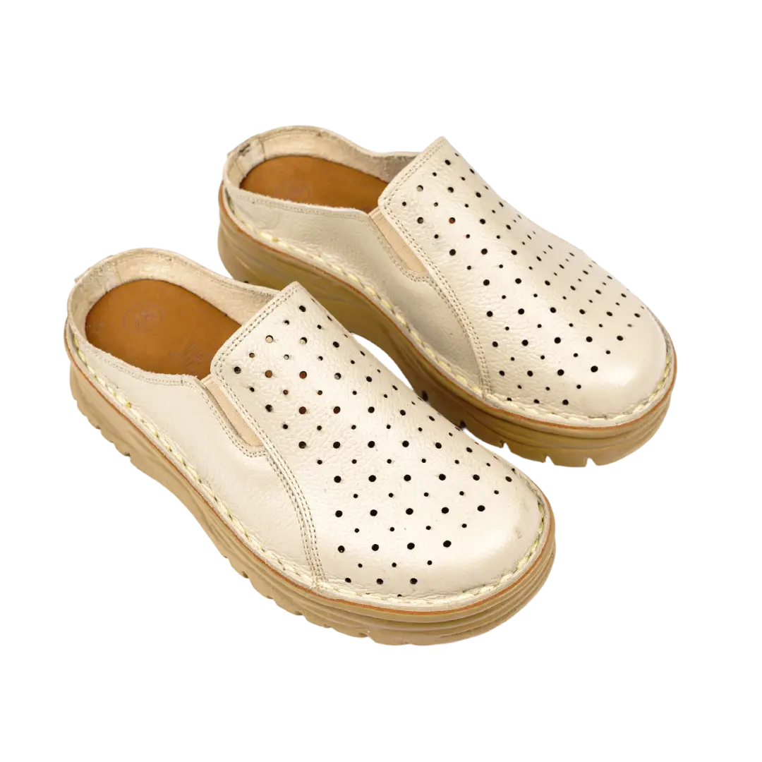244 Women Genuine Leather Medical Clogs – Comfortable Orthopedic Walking Shoes