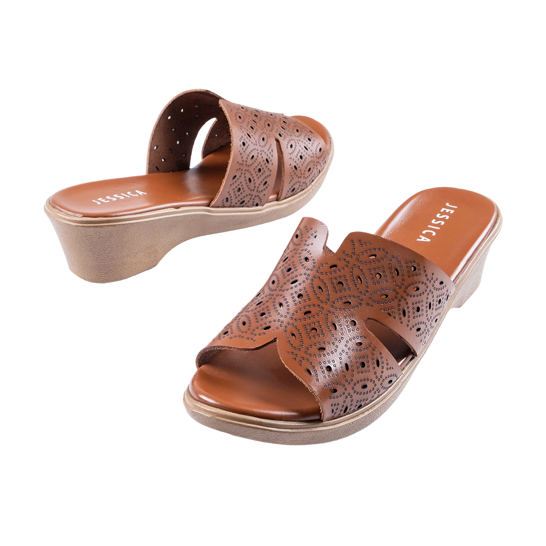 9070 Women Genuine Leather Sabot – Comfortable 3cm Heel Daily Shoes