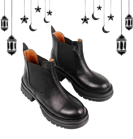 كود ٥٤٢ حذاء هاف بوت من الجلد الطبيعي،