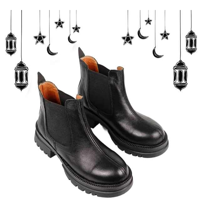 كود ٥٤٢ حذاء هاف بوت من الجلد الطبيعي،