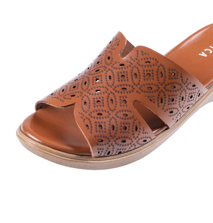 9070 Women Genuine Leather Sabot – Comfortable 3cm Heel Daily Shoes