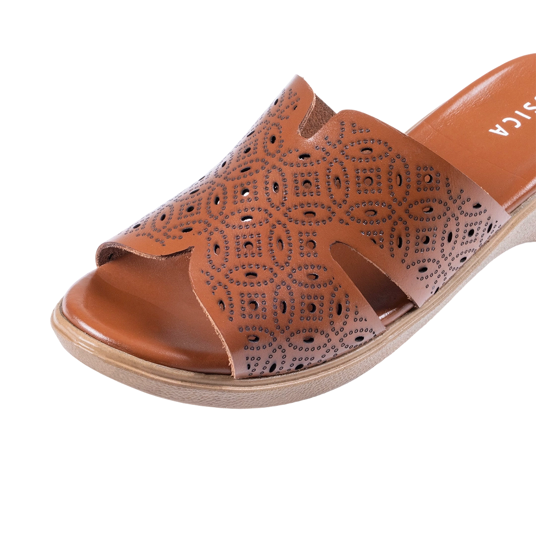 9070 Women Genuine Leather Sabot – Comfortable 3cm Heel Daily Shoes