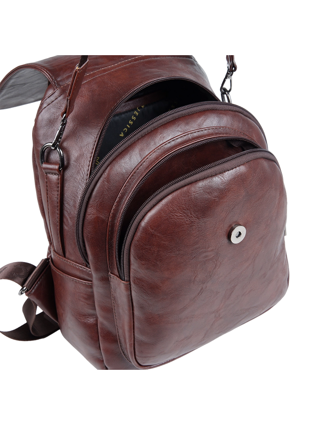 Model 633 Women Backpack with Shoulder Handle – Practical Imported Leather Bag