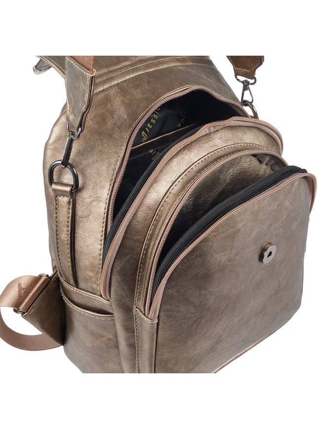 Model 633 Women Backpack with Shoulder Handle – Practical Imported Leather Bag