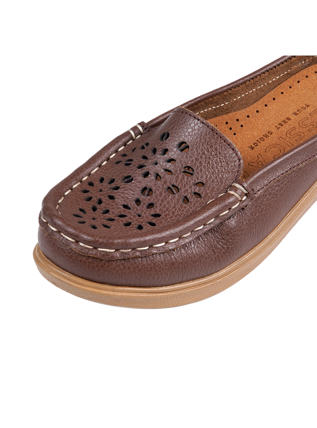 9045 Women's Genuine Leather Shoes – Comfortable 3 cm Heel Walking Shoes