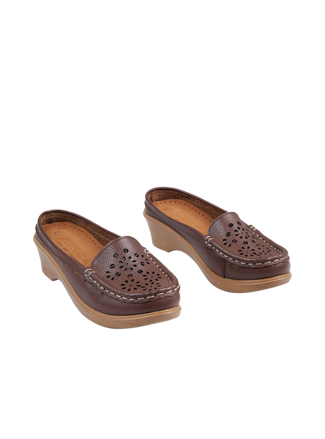9045 Women's Genuine Leather Shoes – Comfortable 3 cm Heel Walking Shoes