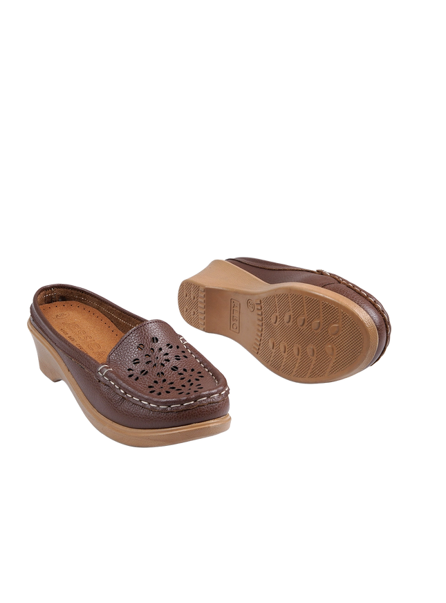 9045 Women's Genuine Leather Shoes – Comfortable 3 cm Heel Walking Shoes