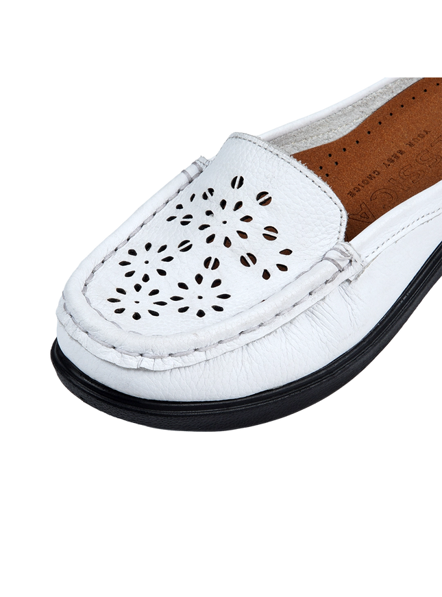 9045 Women's Genuine Leather Shoes – Comfortable 3 cm Heel Walking Shoes