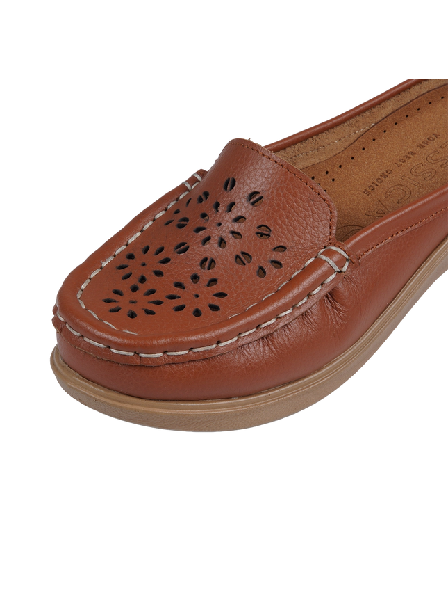 9045 Women's Genuine Leather Shoes – Comfortable 3 cm Heel Walking Shoes