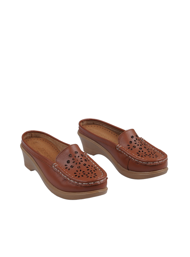 9045 Women's Genuine Leather Shoes – Comfortable 3 cm Heel Walking Shoes