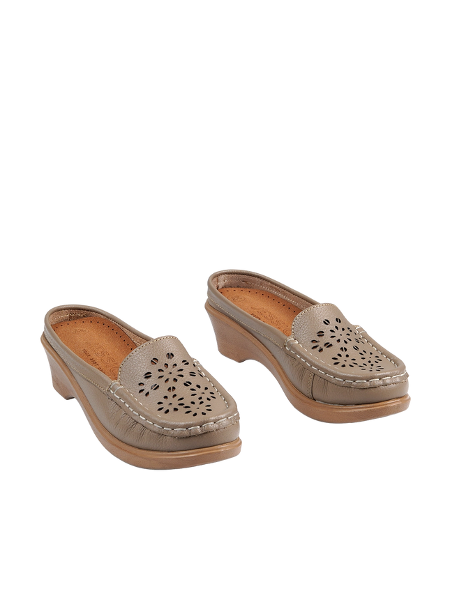 9045 Women's Genuine Leather Shoes – Comfortable 3 cm Heel Walking Shoes