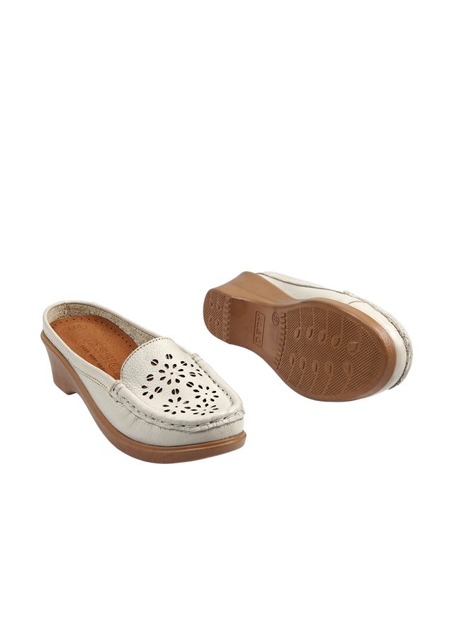 9045 Women's Genuine Leather Shoes – Comfortable 3 cm Heel Walking Shoes
