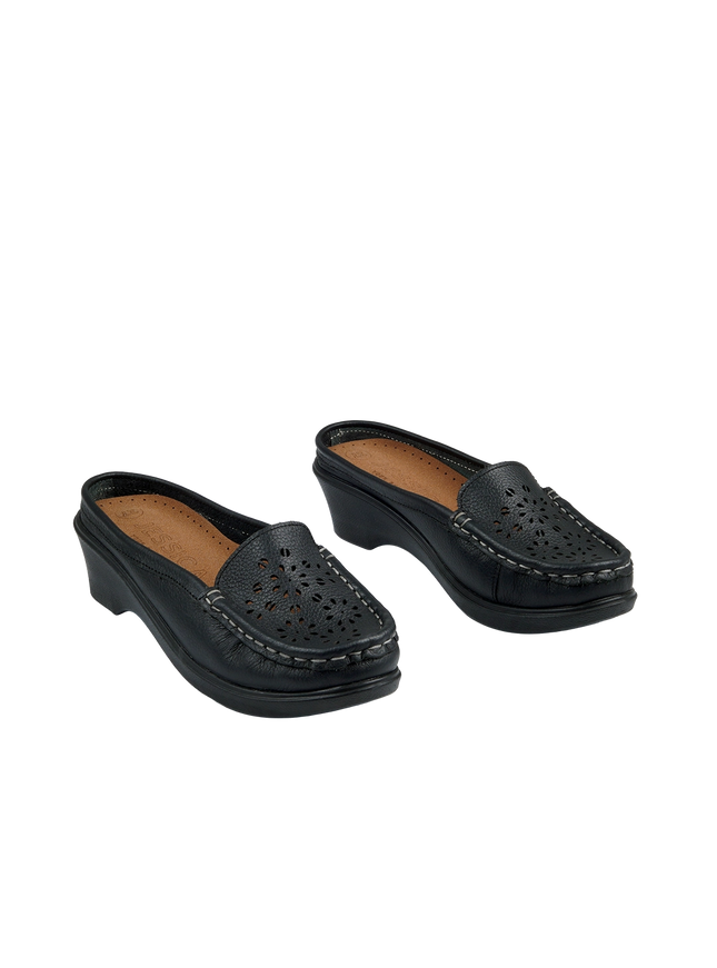 9045 Women's Genuine Leather Shoes – Comfortable 3 cm Heel Walking Shoes