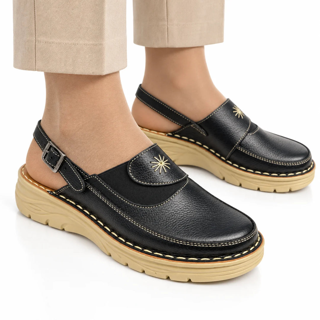 223 Women Genuine Leather Medical Clogs – Comfortable Orthopedic Walking Shoes