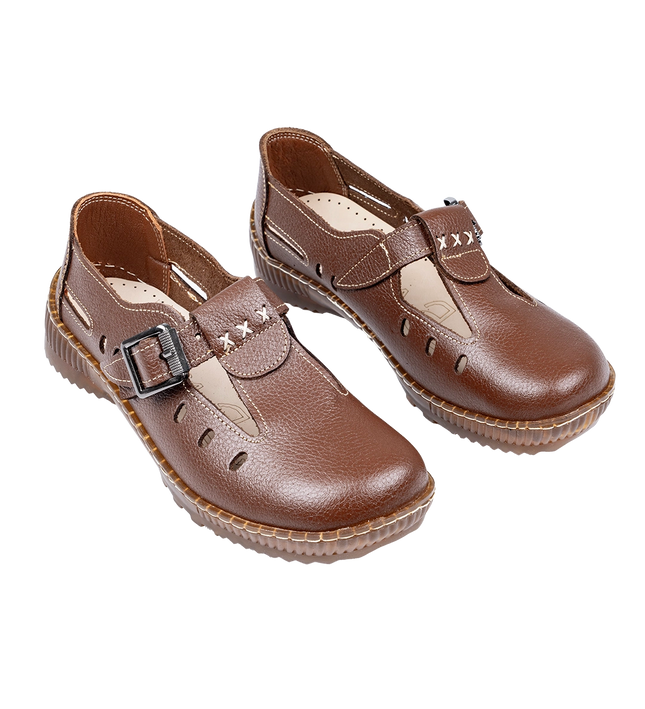 شوز حريمي جلد طبيعي طبي مريح للمشي موديل 1006 – قالب واسع