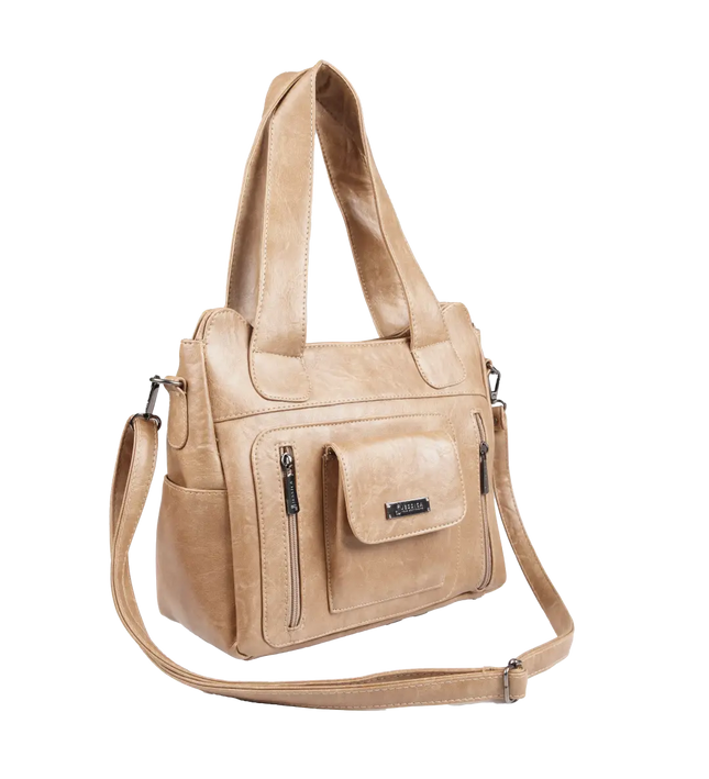 شنطة كتف حريمي كبيرة موديل M200 بحزام كروس جلد مستورد – شنطة عملية يومية 