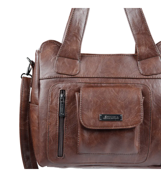 شنطة كتف حريمي كبيرة موديل M200 بحزام كروس جلد مستورد – شنطة عملية يومية 