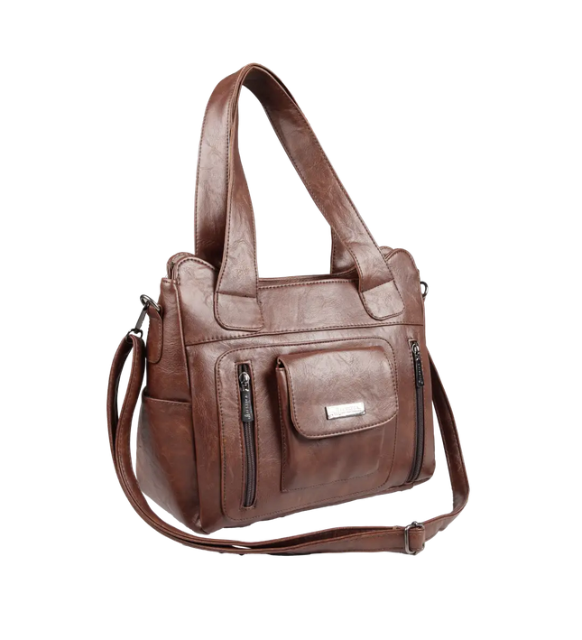 شنطة كتف حريمي كبيرة موديل M200 بحزام كروس جلد مستورد – شنطة عملية يومية 