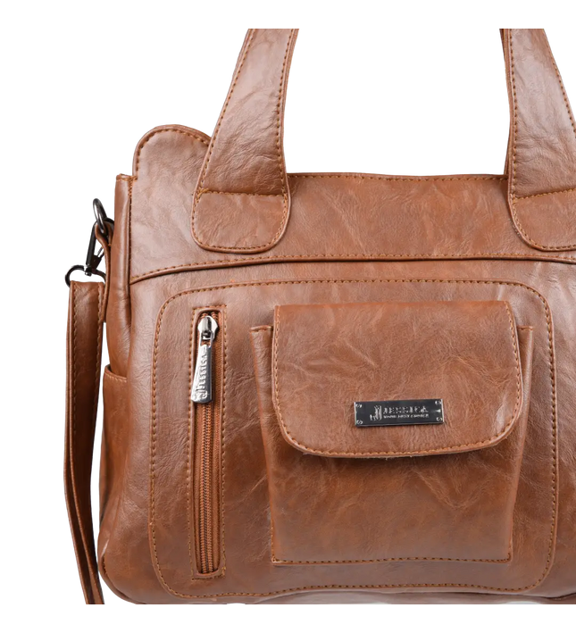 شنطة كتف حريمي كبيرة موديل M200 بحزام كروس جلد مستورد – شنطة عملية يومية 