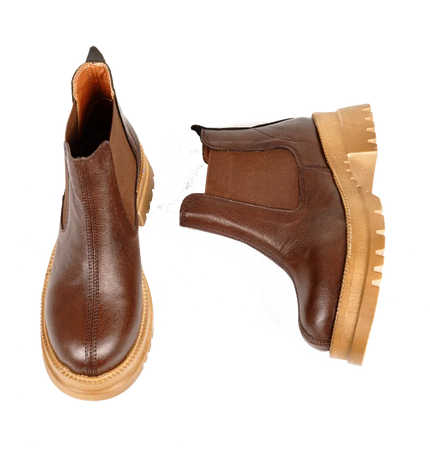 كود ٥٤٢ حذاء هاف بوت من الجلد الطبيعي،