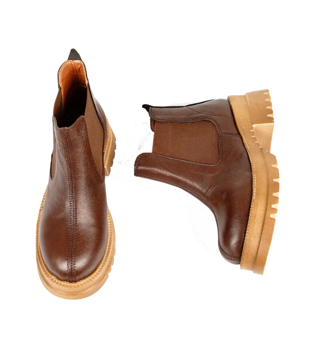 كود ٥٤٢ حذاء هاف بوت من الجلد الطبيعي،