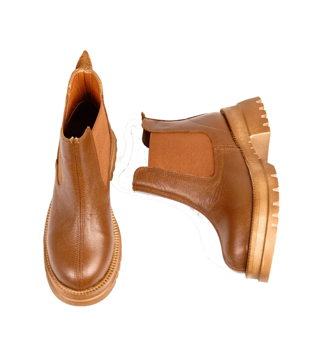 كود ٥٤٢ حذاء هاف بوت من الجلد الطبيعي،