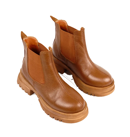 كود ٥٤٢ حذاء هاف بوت من الجلد الطبيعي،