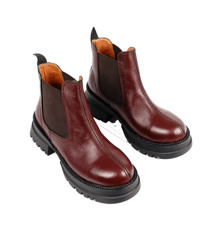 كود ٥٤٢ حذاء هاف بوت من الجلد الطبيعي،