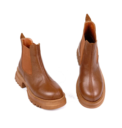 كود ٥٤٢ حذاء هاف بوت من الجلد الطبيعي،