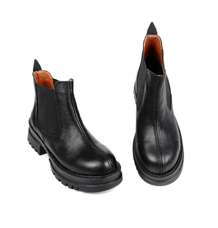 كود ٥٤٢ حذاء هاف بوت من الجلد الطبيعي،