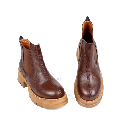 كود ٥٤٢ حذاء هاف بوت من الجلد الطبيعي،