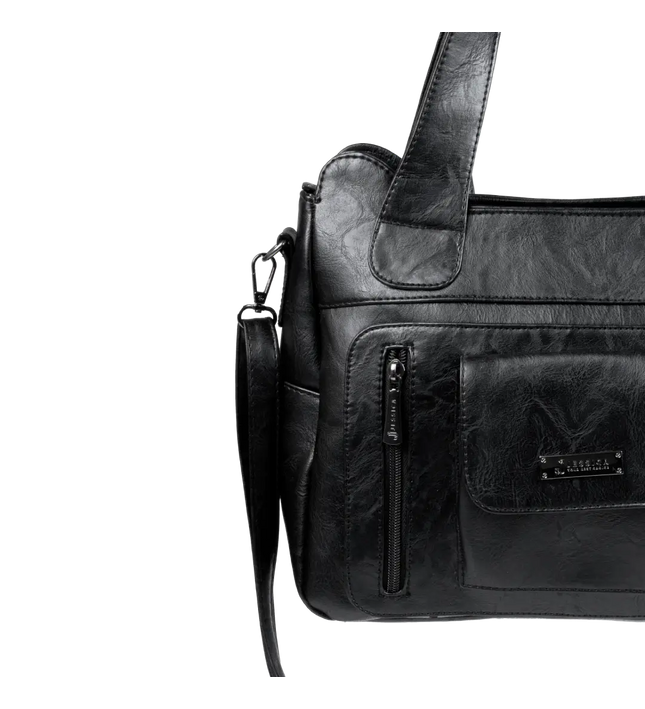 شنطة كتف حريمي كبيرة موديل M200 بحزام كروس جلد مستورد – شنطة عملية يومية 