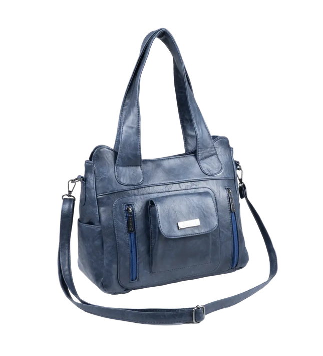 شنطة كتف حريمي كبيرة موديل M200 بحزام كروس جلد مستورد – شنطة عملية يومية 